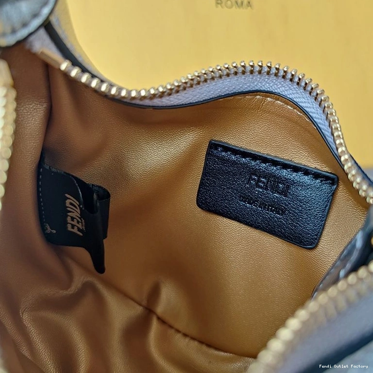 Vintage HOT Leather Hobo In Fendigraphy Nano Fendi Calf Bag Silver 0812